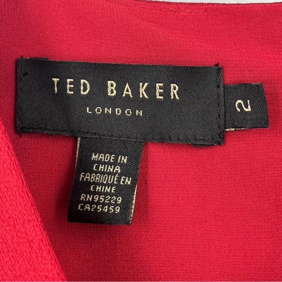 Ted Baker Red Chrisey Fixed Wrap Midi Dress-Ted Baker Size 2 (US 6) - Picture 4 of 5